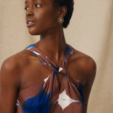 BRUNA | Blue & Burgundy Abstract Printed Top