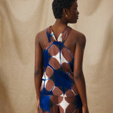 BRUNA | Blue & Burgundy Abstract Printed Top