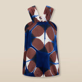 BRUNA | Blue & Burgundy Abstract Printed Top