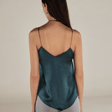 BELEN | Peacock Green Satin Strap Camisole Top