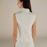 PARUL | Cream Twist Front Sleeveless Blouse