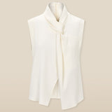 PARUL | Cream Twist Front Sleeveless Blouse