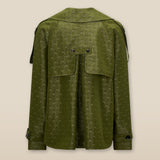 HAMA | Green & Gold Flower Jacquard Short Trench Coat