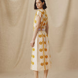 AVANT | Ecru & Ochre Green Embroidered Cotton Linen Tunic