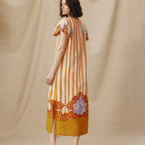 SANDHIKA | Ochre Yellow Multi Embroidered Linen-Cotton Tunic