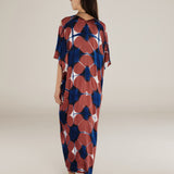 BRUNA | Blue & Burgundy Gathered Detail Tunic