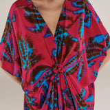 CHETANA | Magenta & Blue Flower Knot-Front Tunic