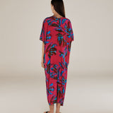 CHETANA | Magenta & Blue Flower Knot-Front Tunic