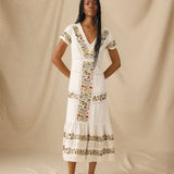 RASHANA | Ecru Lace Floral Embroidered Tunic