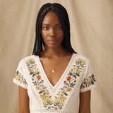 RASHANA | Ecru Lace Floral Embroidered Tunic