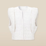 FATIMA | White Embroidered Structured Cotton Vest