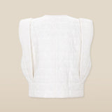 FATIMA | White Embroidered Structured Cotton Vest
