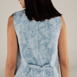 AARYA | Pale Denim Blue Paisley Cotton Waistcoat