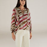 SOL | Magenta & Brown Stripe Boho Blouse