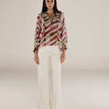 SOL | Magenta & Brown Stripe Boho Blouse
