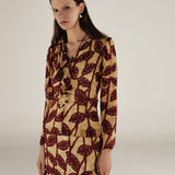 MILLIE | Burgundy & Gold Ruffle Crepe Blouse