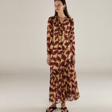 MILLIE | Burgundy & Gold Ruffle Crepe Blouse