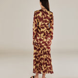 MILLIE | Burgundy & Gold Ruffle Crepe Blouse