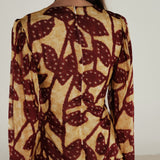 MILLIE | Burgundy & Gold Ruffle Crepe Blouse