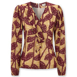 MILLIE | Burgundy & Gold Ruffle Crepe Blouse