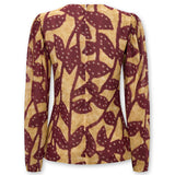 MILLIE | Burgundy & Gold Ruffle Crepe Blouse