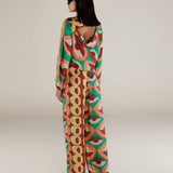 EMBER | Multicoloured Geometric Print Satin Crop Blouse