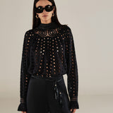 DOLKAR | Black Broderie Anglaise Cotton Blouse