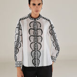 ALINE | White Embroidery Detail Cotton Blouse