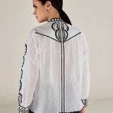ALINE | White Embroidery Detail Cotton Blouse