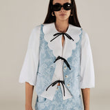 BRUNELLA | White Tie Front Cotton Blouse