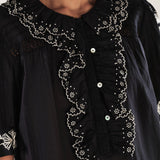WENDY | Blusa negra de algodón con bordado