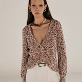 KIARA | Metallic Bronze Relaxed Cotton Cardigan