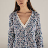 KIARA | Metallic Blue Relaxed Cardigan