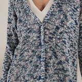 KIARA | Metallic Blue Relaxed Cardigan
