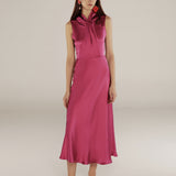 RANYA | Magenta Pink Twist Sleeveless Maxi Dress
