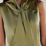 RANYA | Green Twist Sleeveless Maxi Dress