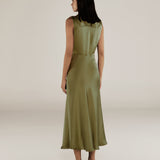 RANYA | Green Twist Sleeveless Maxi Dress