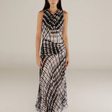 CAROLINA | Black & Ecru Print Midi Wrap Dress