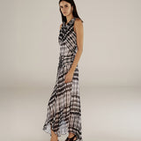 CAROLINA | Black & Ecru Print Midi Wrap Dress