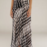 CAROLINA | Black & Ecru Print Midi Wrap Dress