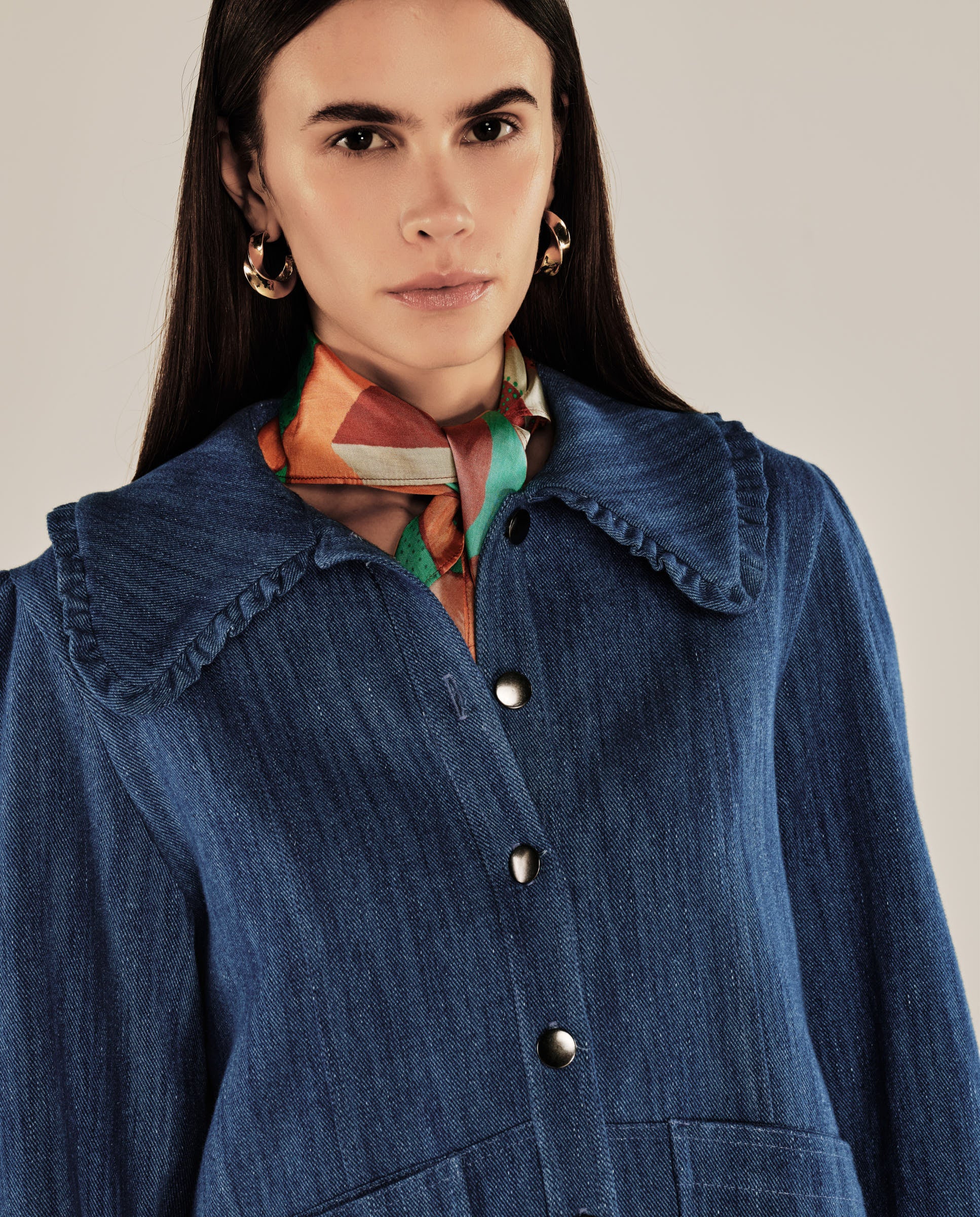 【gw値下げ】MEER. COLLAR RUFFLES DENIM JACKET gw値下げ】MEER. COLLAR RUFFLES DENIM JACKET