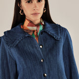 FRANCINE | Denim Blue Peter Pan Collar Jacket