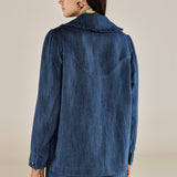 FRANCINE | Denim Blue Peter Pan Collar Jacket