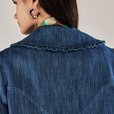 FRANCINE | Denim Blue Peter Pan Collar Jacket