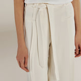PARUL | Cream Pleat Wide Leg Trousers