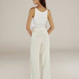 PARUL | Cream Pleat Wide Leg Trousers