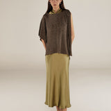 CLIVIA | Metallic Silver Asymmetric Knitted Cape