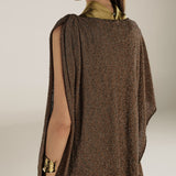 CLIVIA | Metallic Silver Asymmetric Knitted Cape
