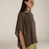 CLIVIA | Metallic Silver Asymmetric Knitted Cape