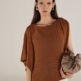 CLIVIA | Metallic Ochre Asymmetric Knitted Cape